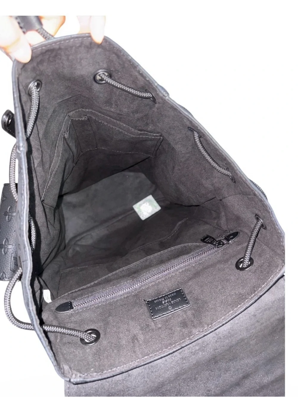 Designer Embossed Monogram Cowhide Leather Backpack - Black